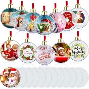 Hotop 12 Pcs Photo Ornament Ball Christmas Sublimation Blanks